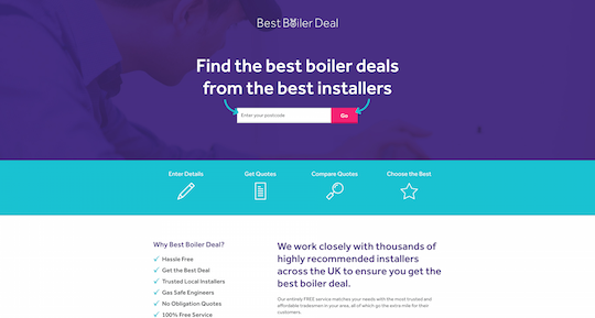 Best Boiler Deal Website Homepage